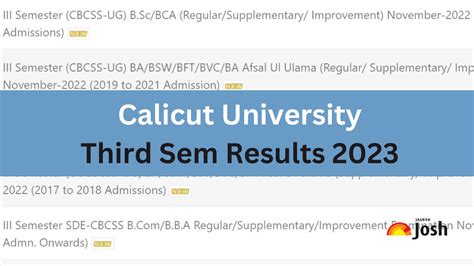 calicut university 3rd sem result 2023|Calicut University Result 2023 OUT at results.uoc.ac.in: Direct .